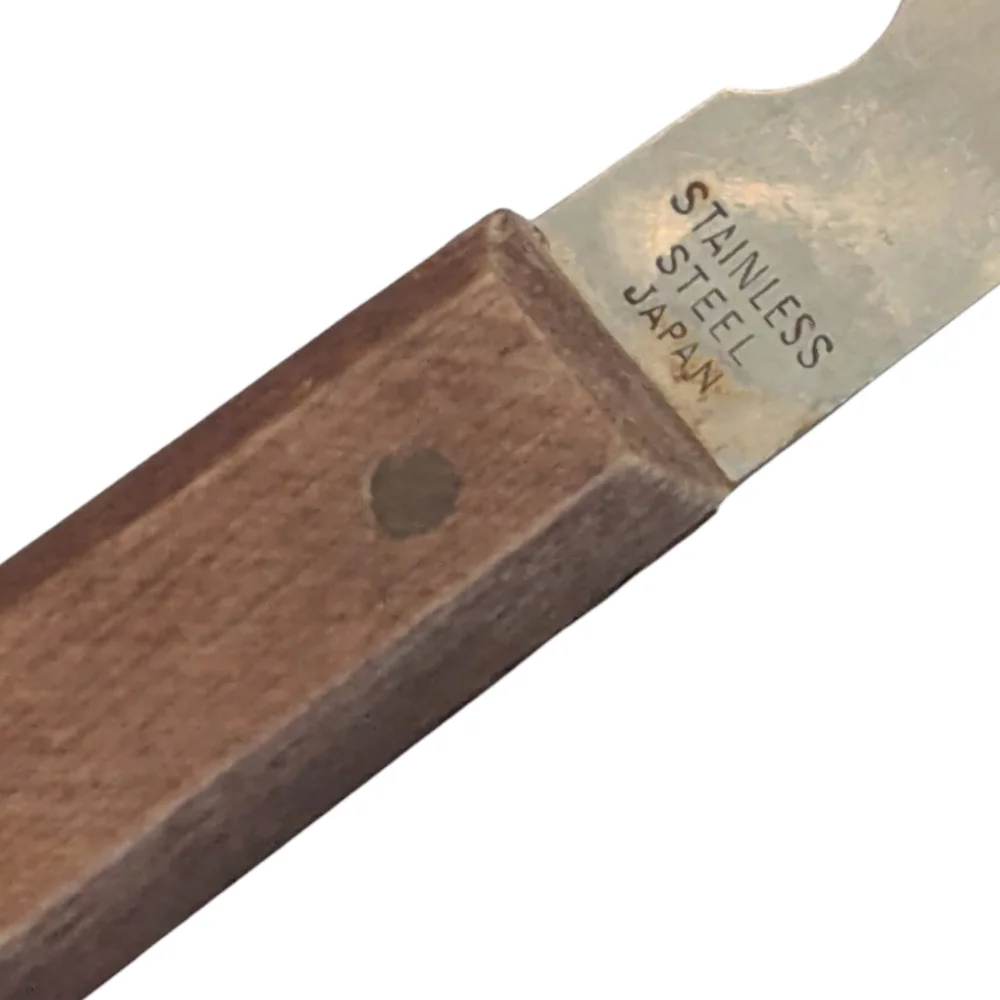 VTG Goodwood SS Fork Tip Serrated Cheese Charcuterie Knife, Wood Handle Japan